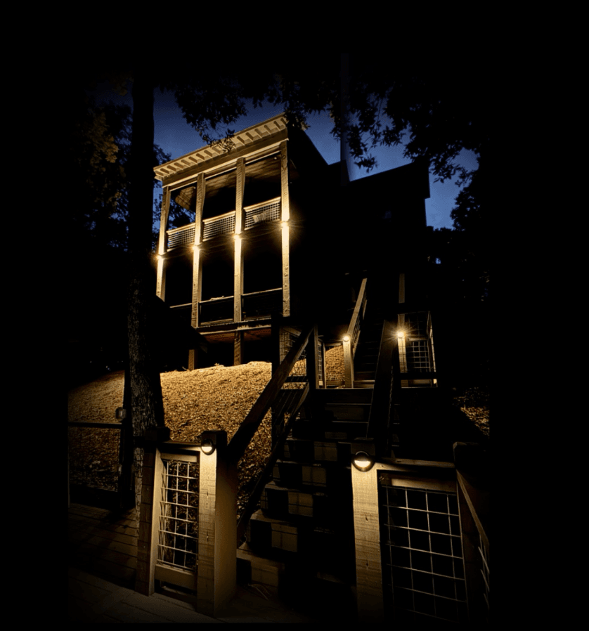 Multi-level deck structure with architectural uplighting