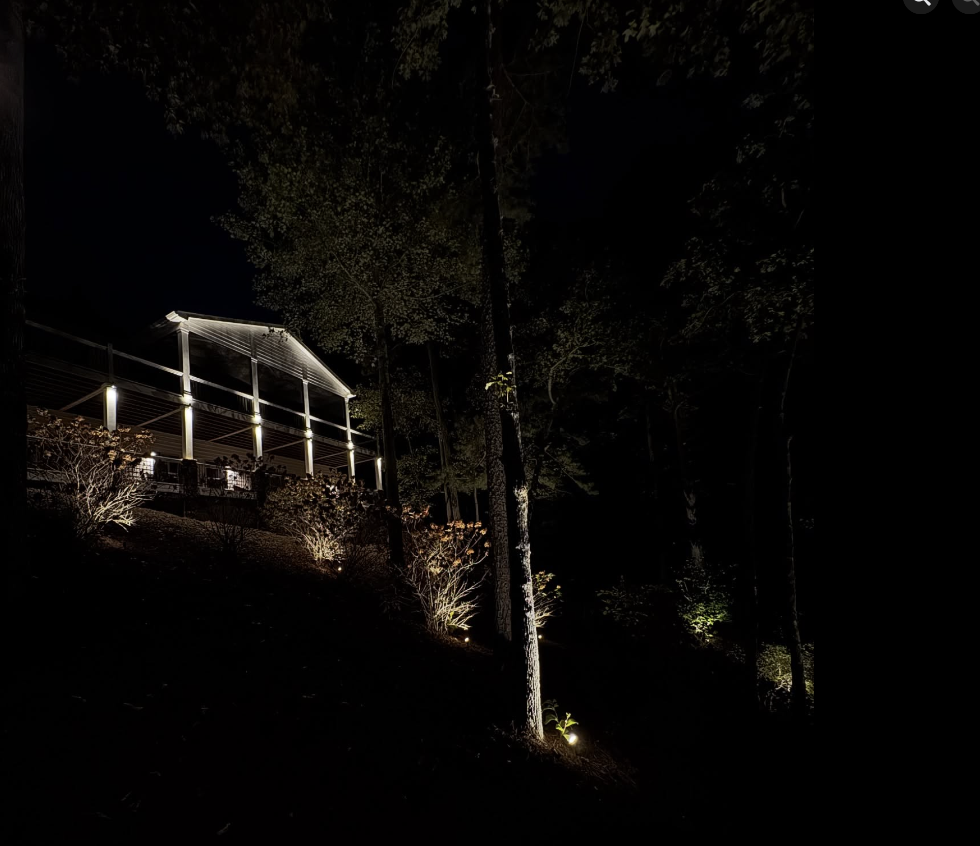 Hillside Deck Landscape Lighting Hillside deck with landscape and tree lighting