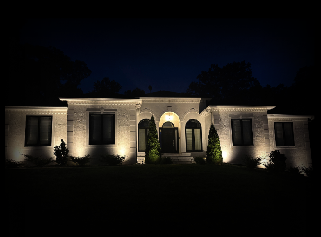 Mediterranean Home Architectural Lighting Mediterranean-style home with elegant architectural lighting