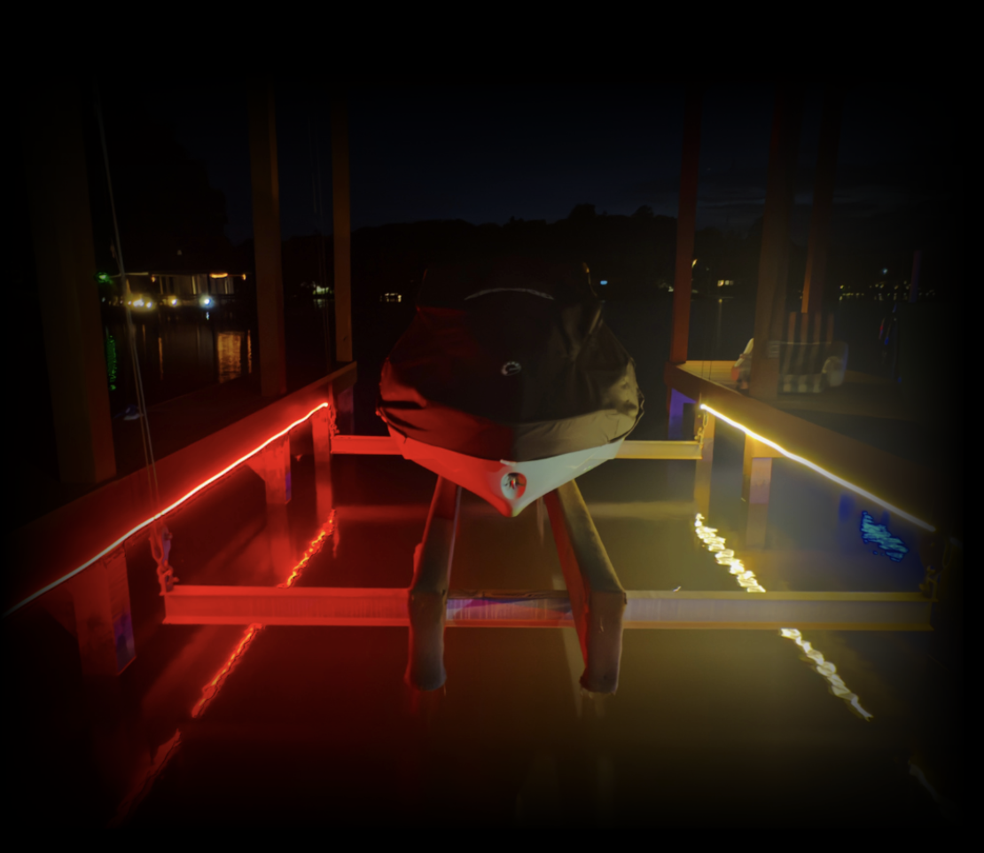 LED Dock Lighting with Color Custom color LED dock lighting installation